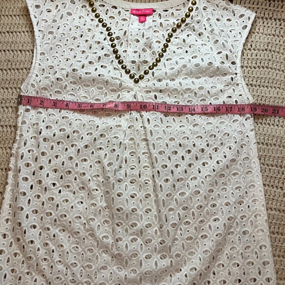 Lilly Pulitzer x Target White Eyelet Brass Studded Tunic Swim Coverup Sz Small - Picture 8 of 9